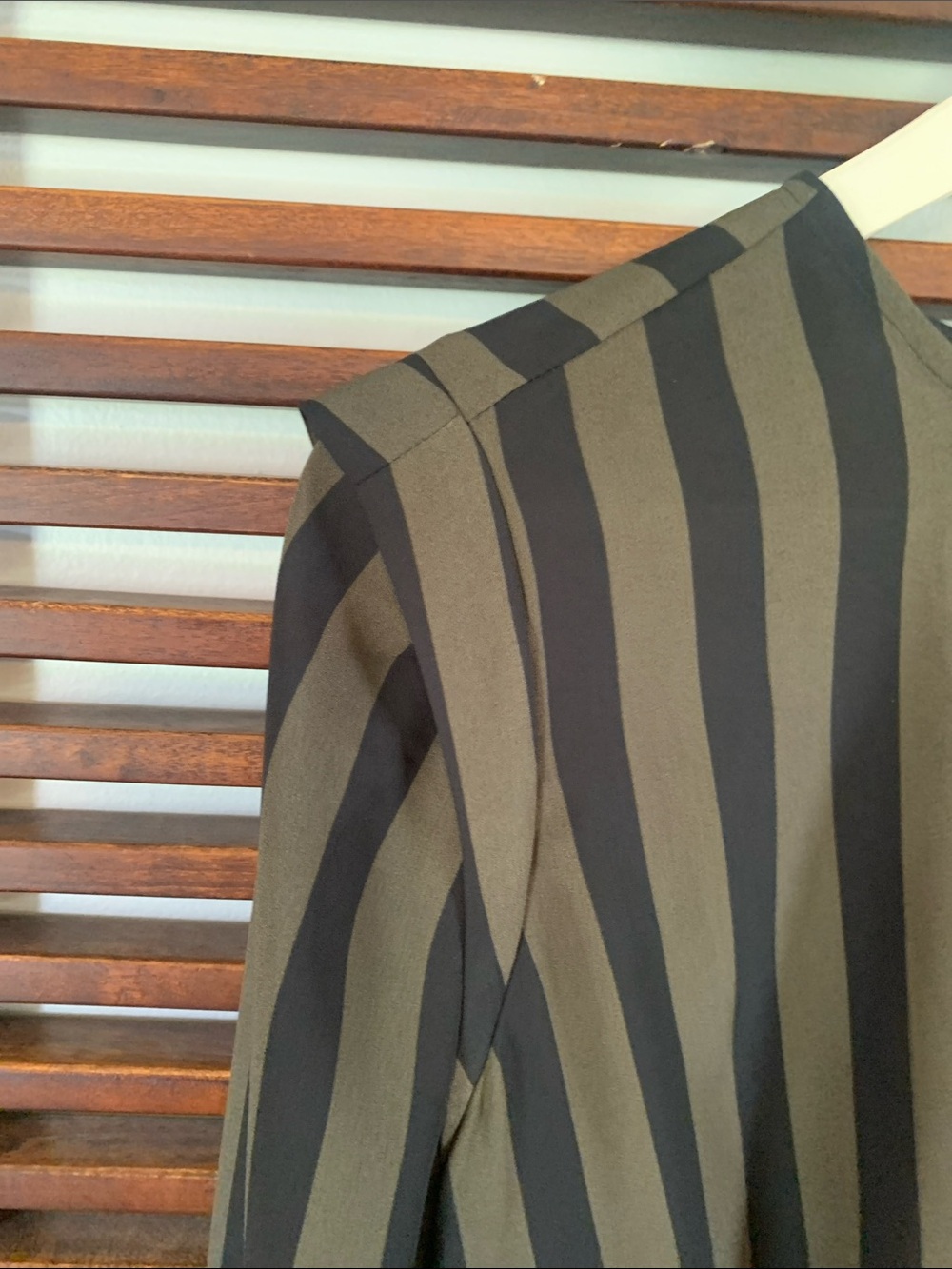 🎉NEW LISTING!🎉Express Olive & Black Striped Blouse - Picture 3 of 9